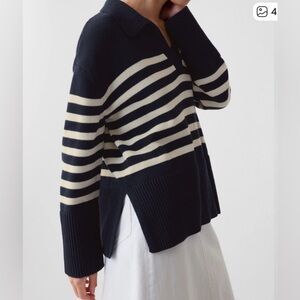 NWT Gap 24/7 Split hem Polo Sweater Size S Oversized Chunky Coastal Classic